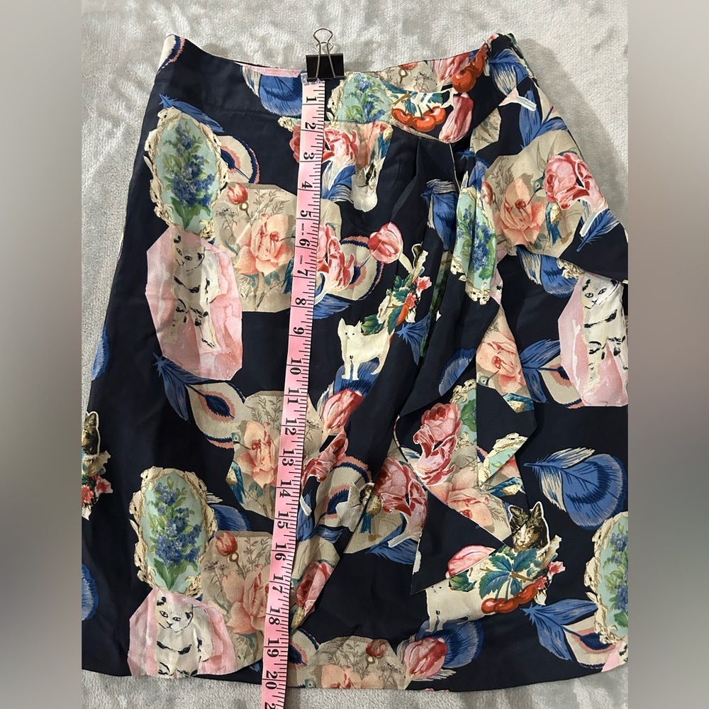 Anthropologie Rebekah Maysles silk cat print wrap skirt - Picture 5 of 10